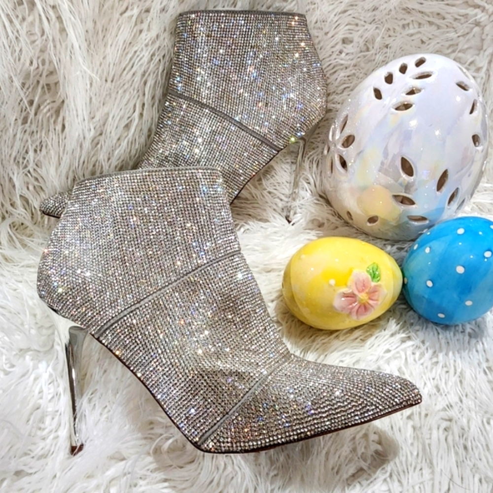 Steve Madden Sparkling Silver Rhinestone Boots